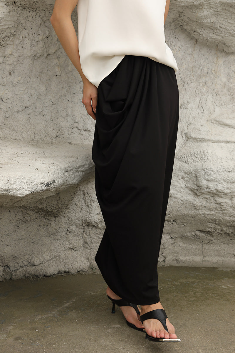 Asymmetrical Pleated Skirt | Black