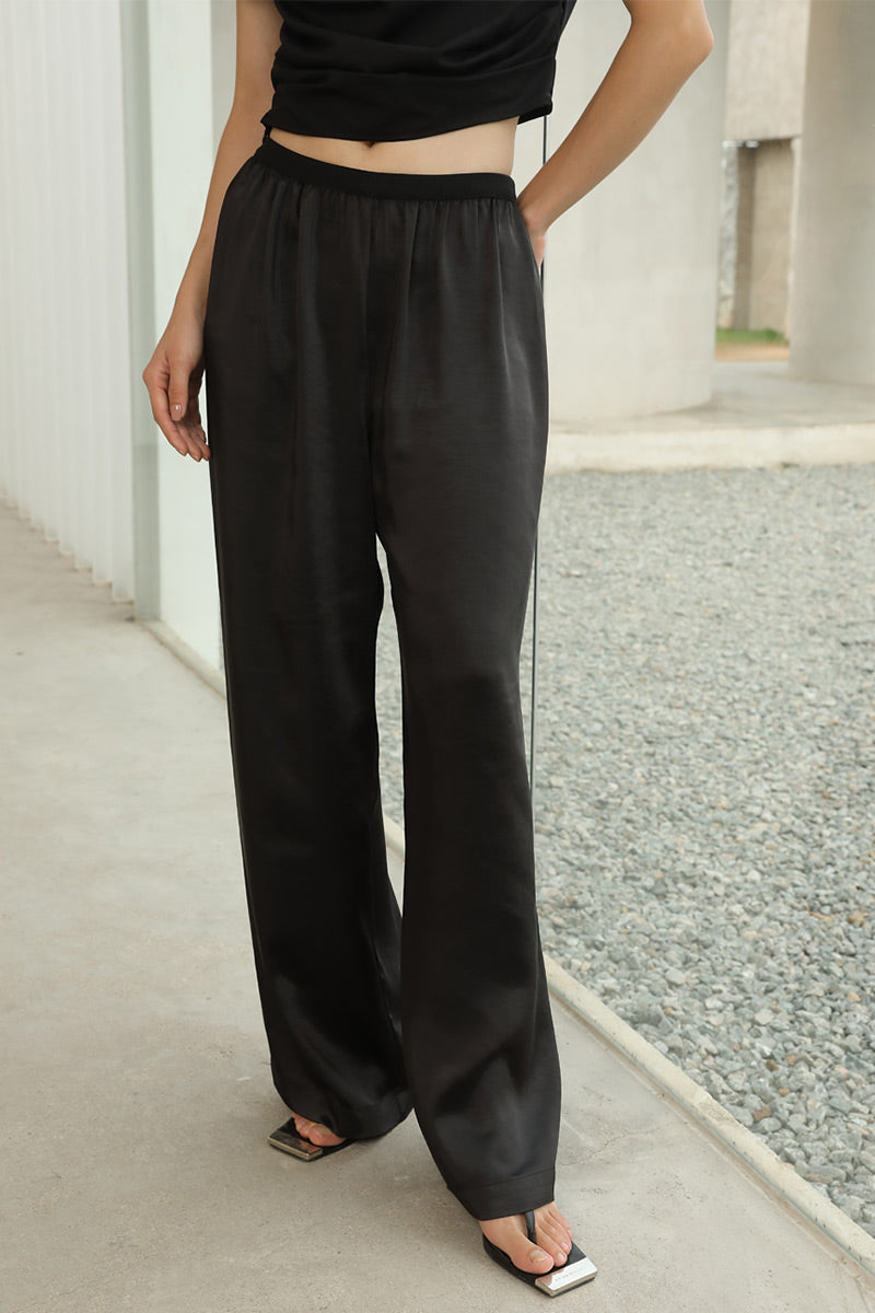 Draped Wide Trousers | Black