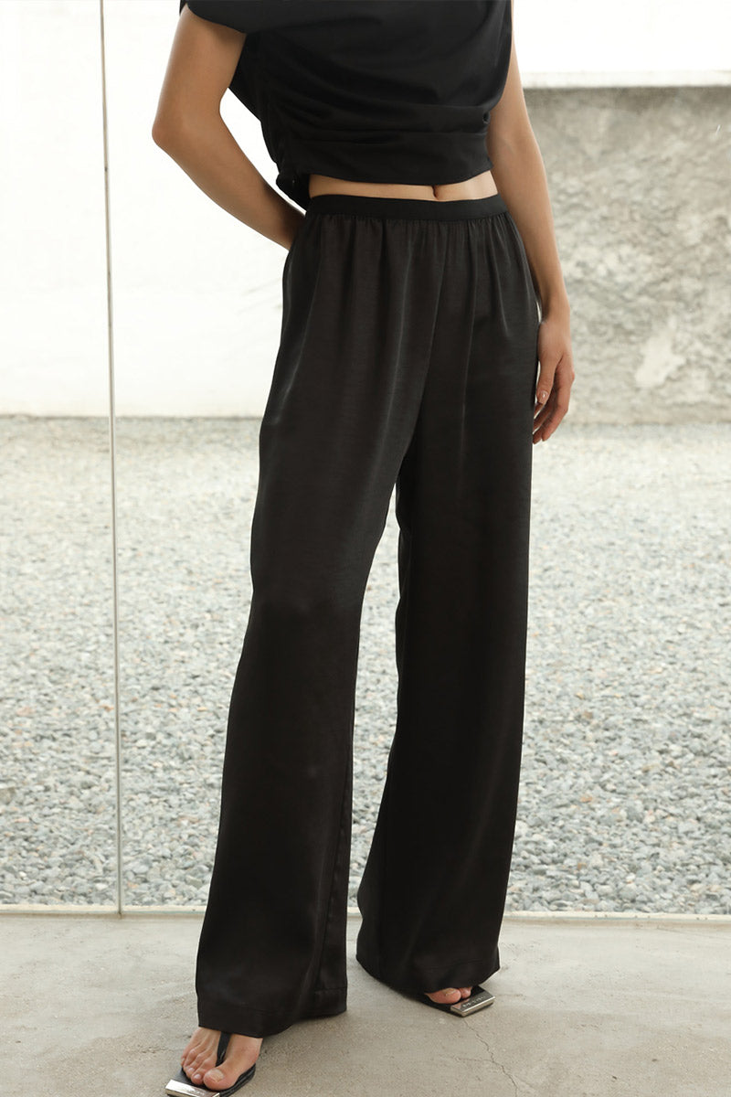 Draped Wide Trousers | Black
