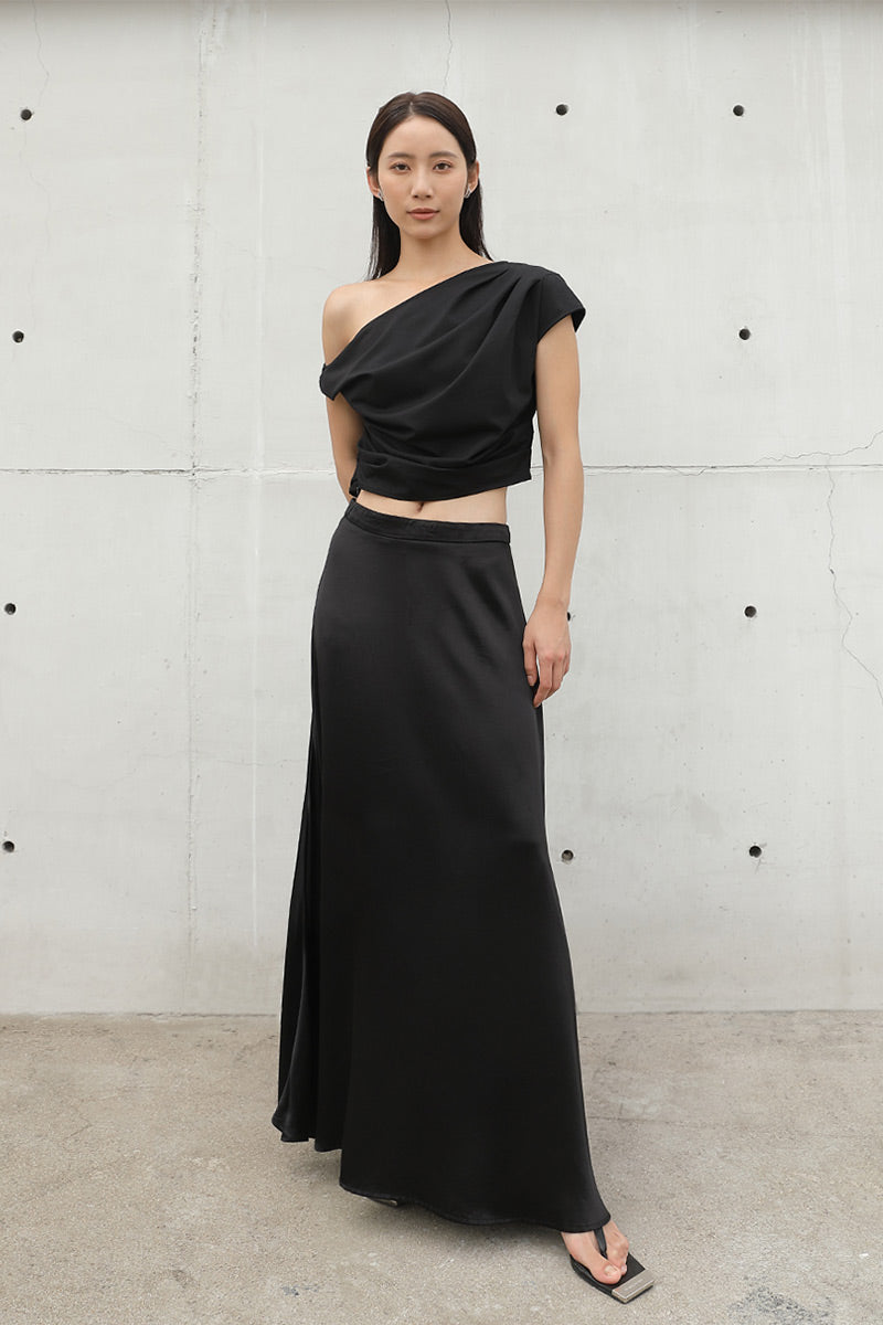 Shiny Maxi Skirt | Black