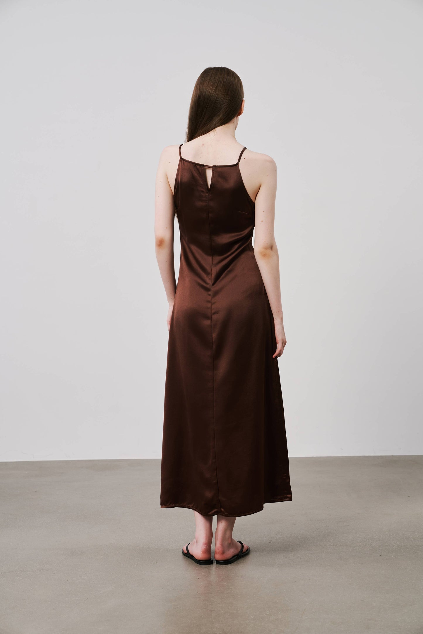 Satin Slip Dress | Brown