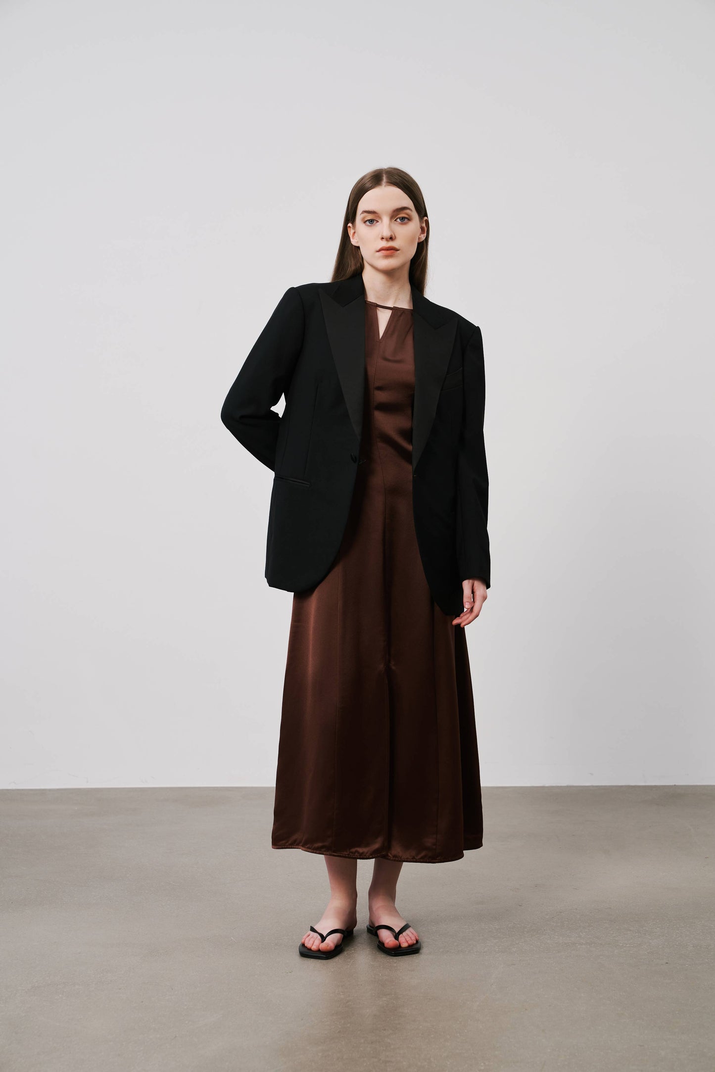 Satin Slip Dress | Brown