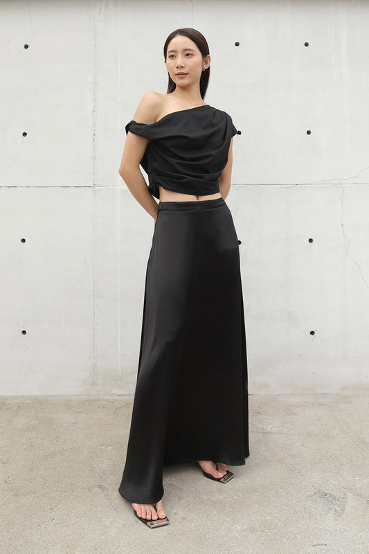 Shiny Maxi Skirt | Black