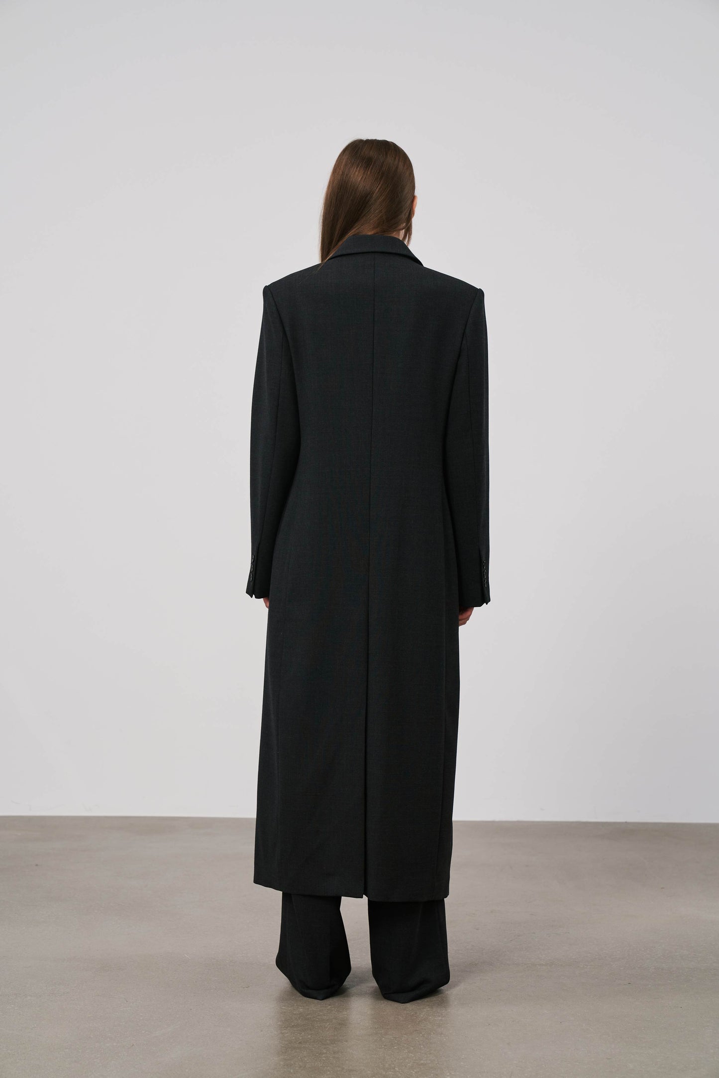 Single Breasted Long Coat | Black