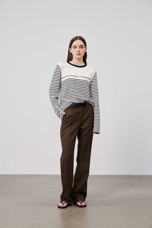 Slim Wool Trousers | Brown