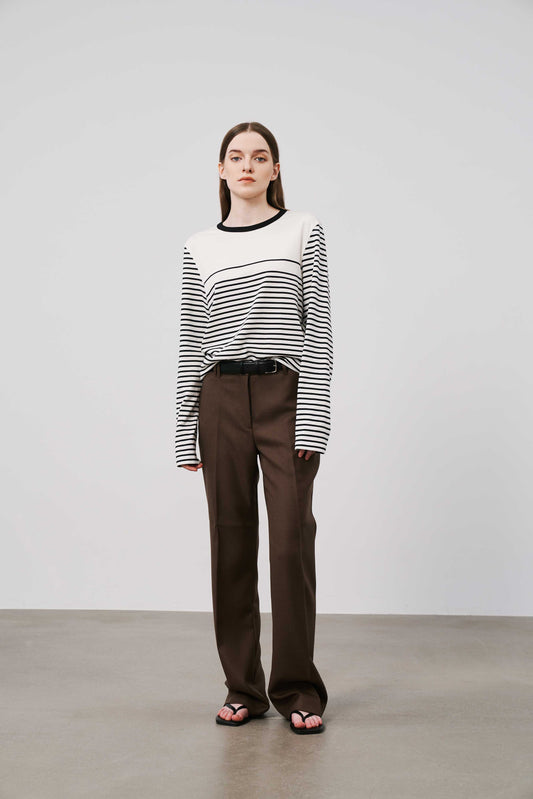 Striped Long Sleeve Top | White