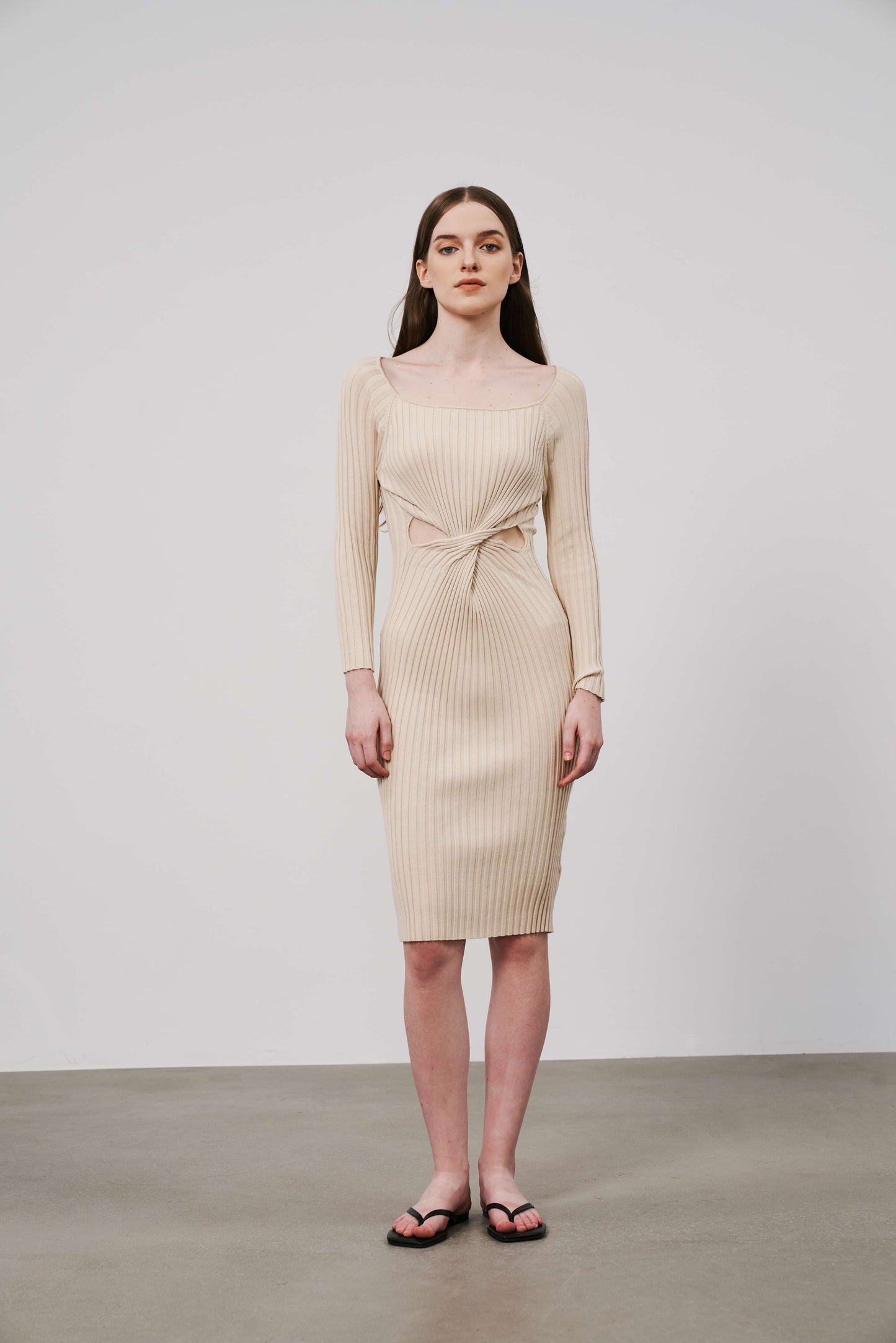 Rib Knit Dress | Beige