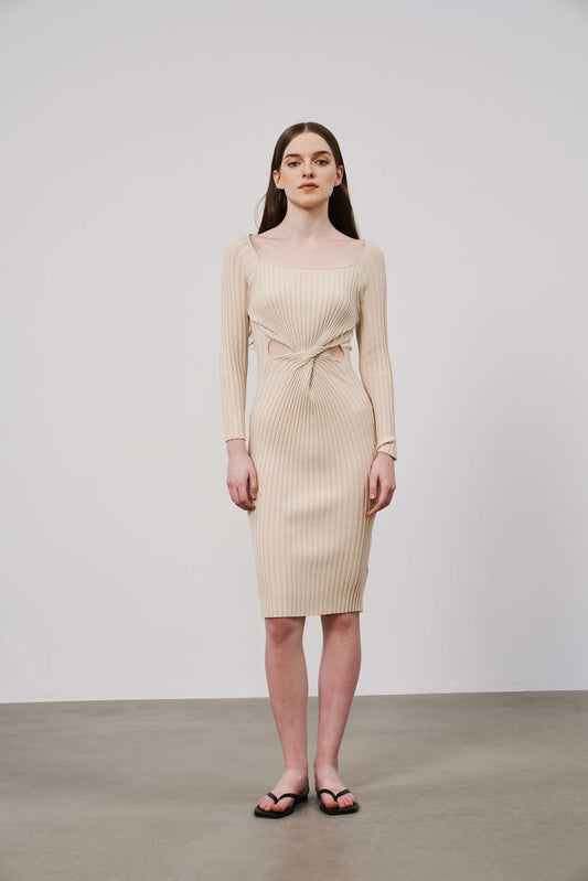 Rib Knit Dress | Beige