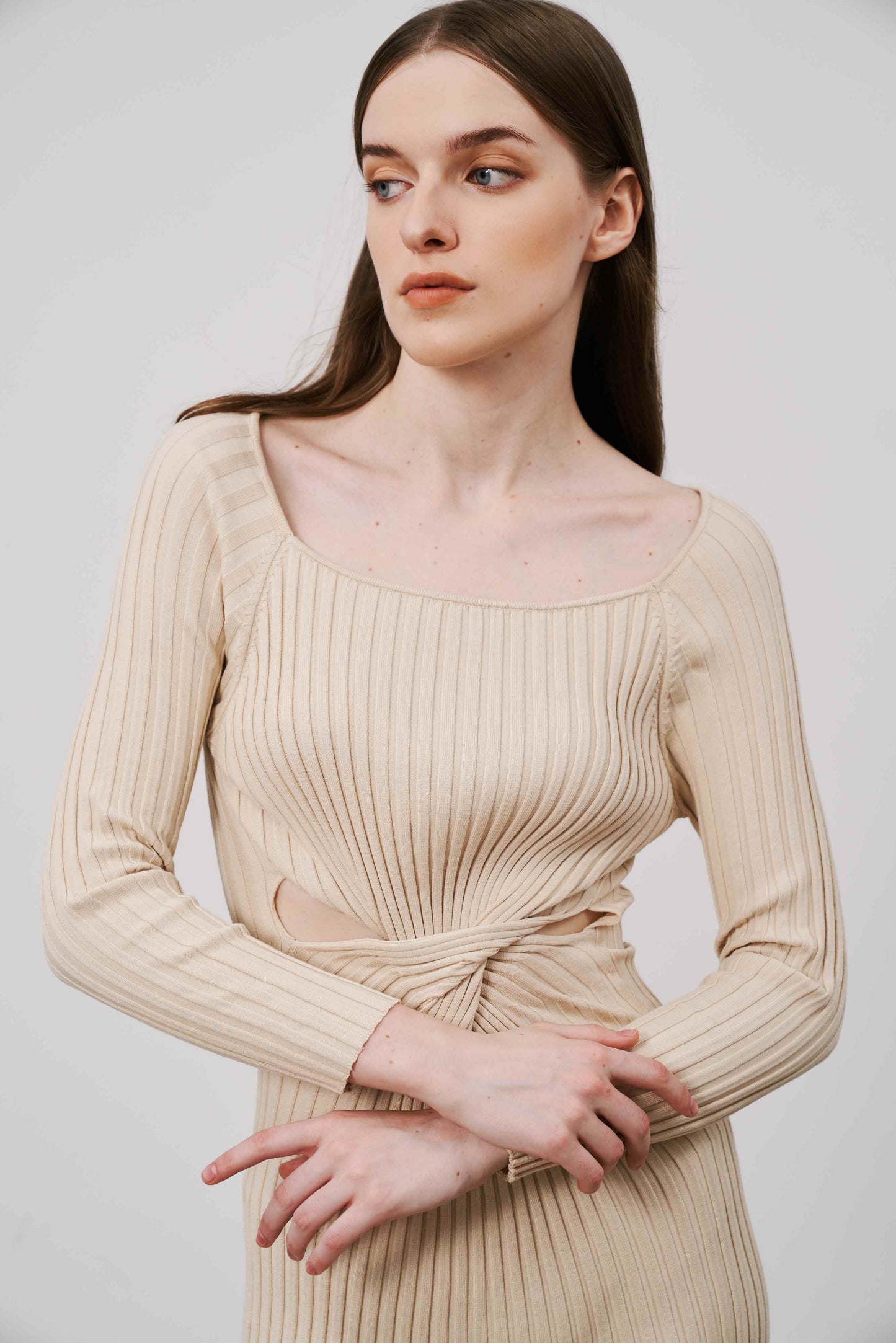 Rib Knit Dress | Beige