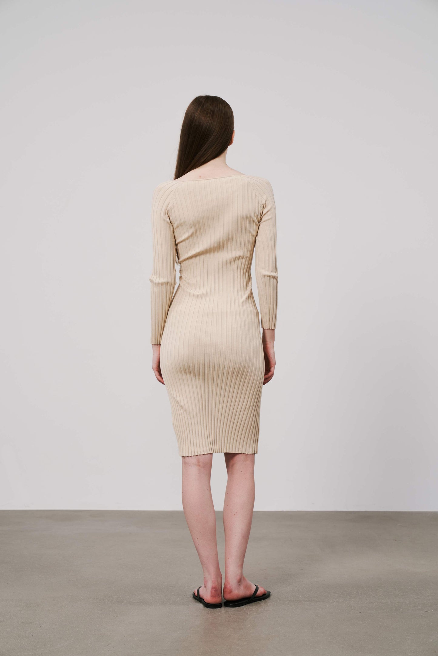 Rib Knit Dress | Beige