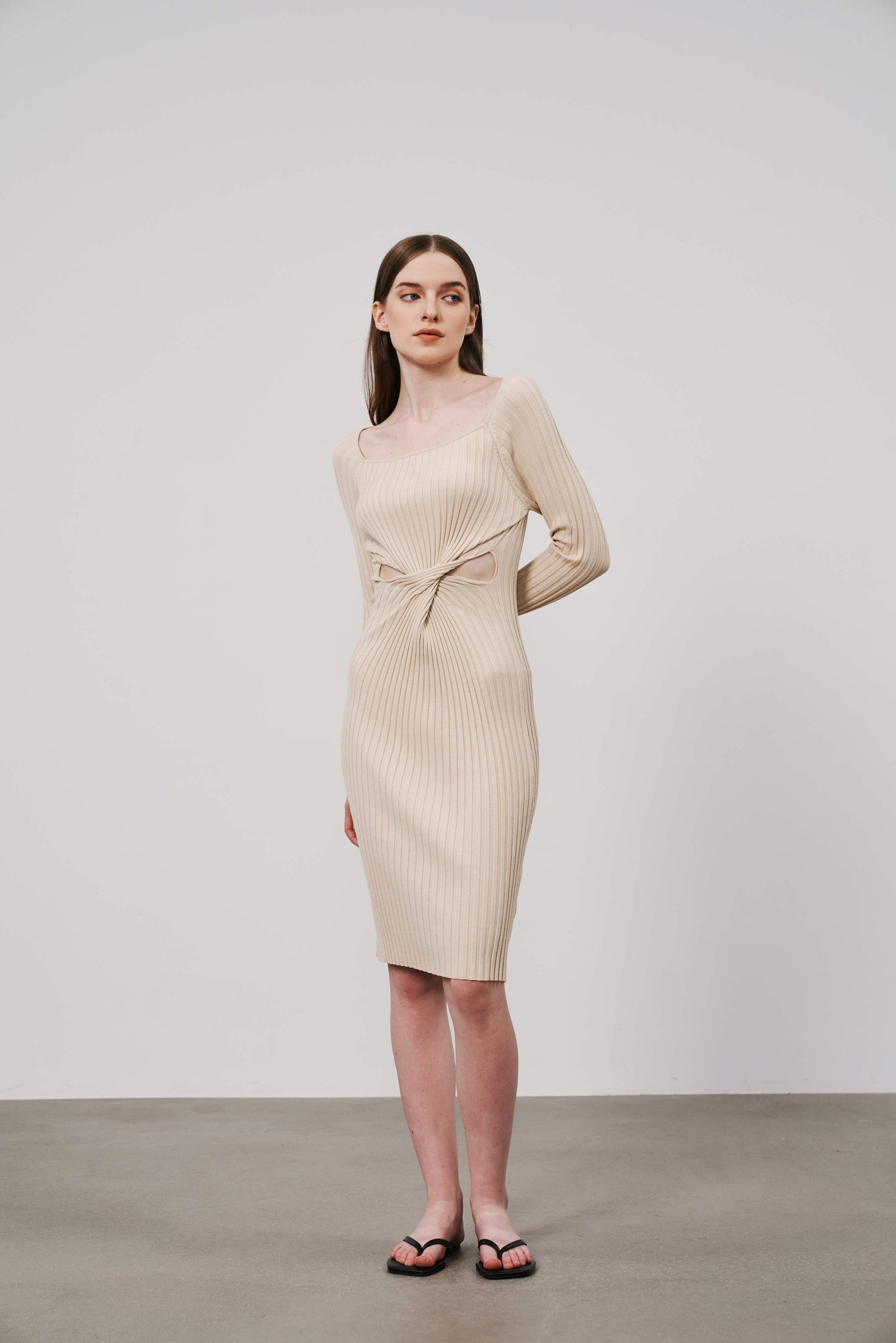 Rib Knit Dress | Beige