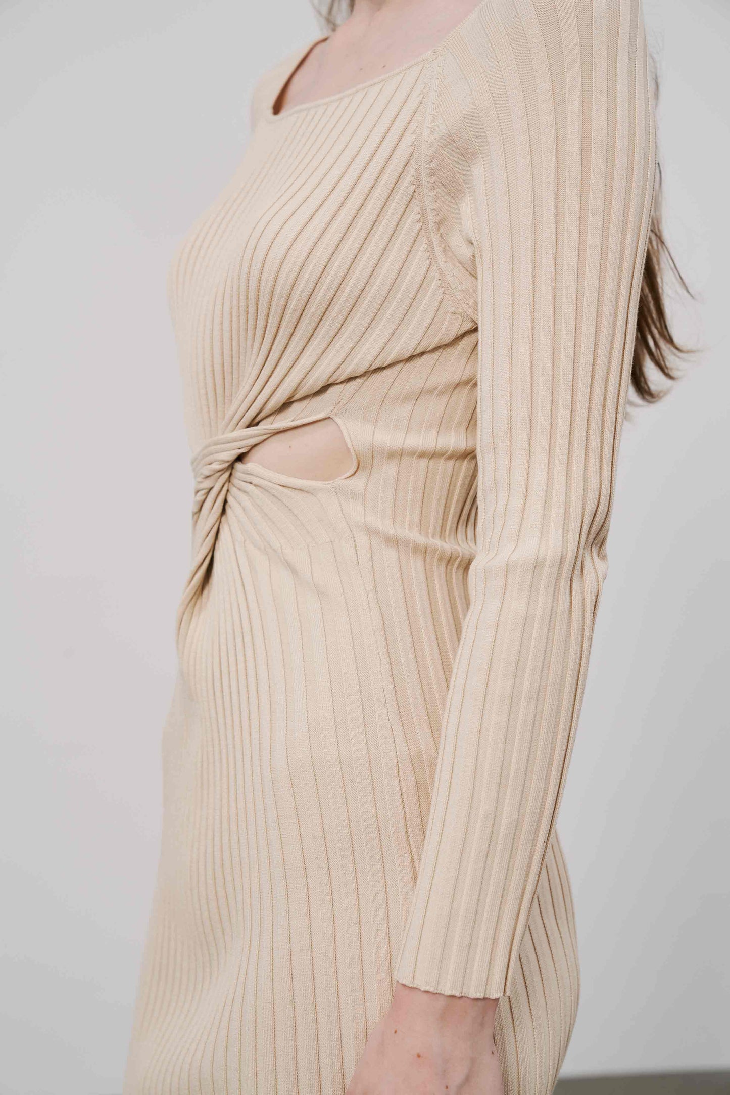Rib Knit Dress | Beige