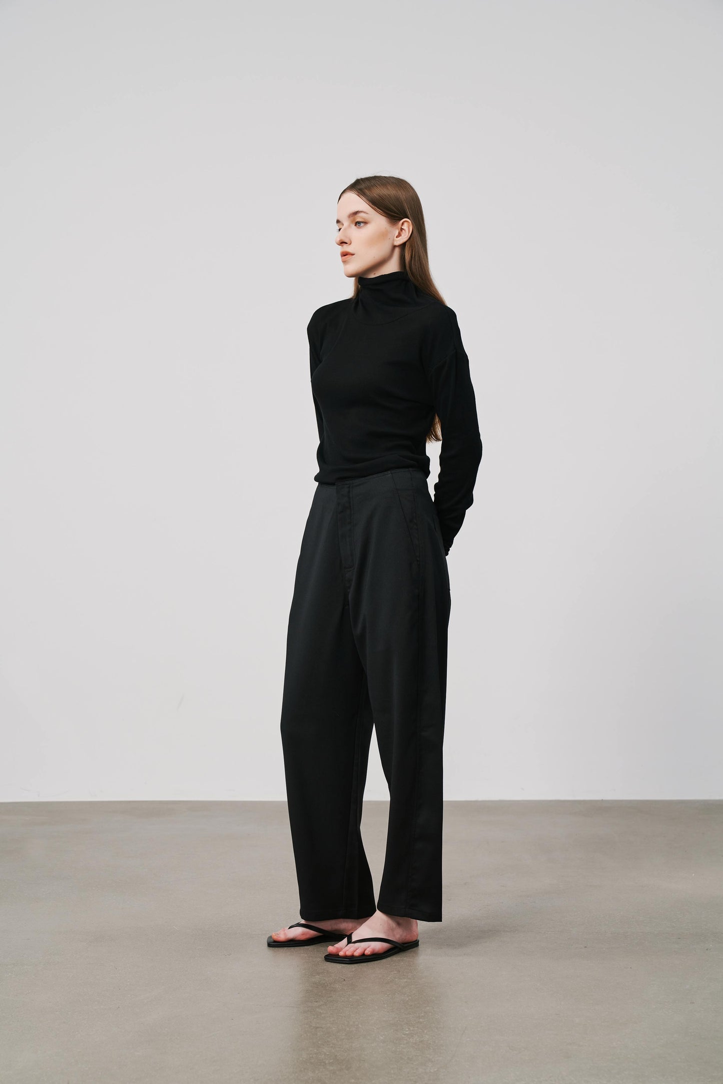 Wide Cropped Trousers | Black
