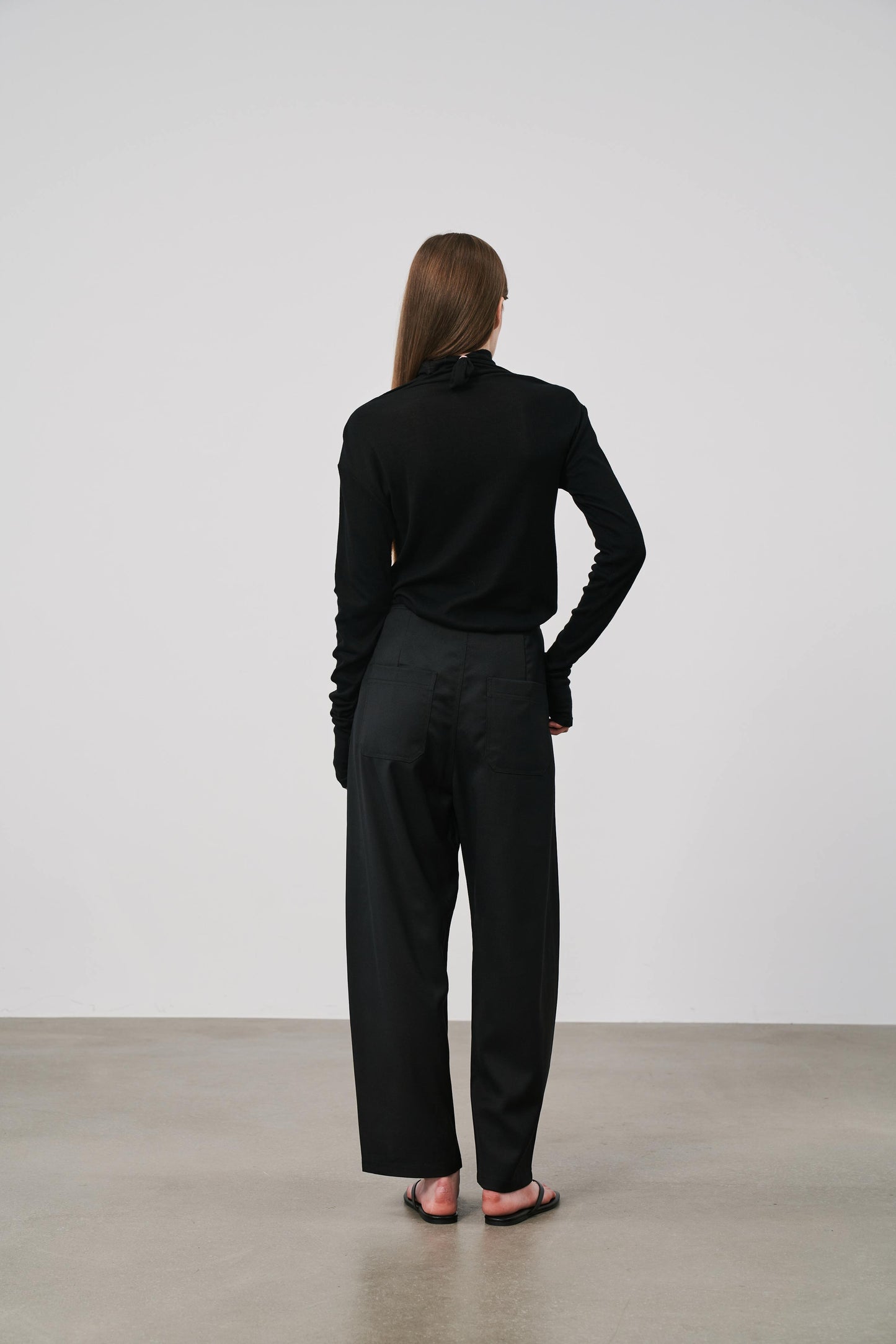 Wide Cropped Trousers | Black