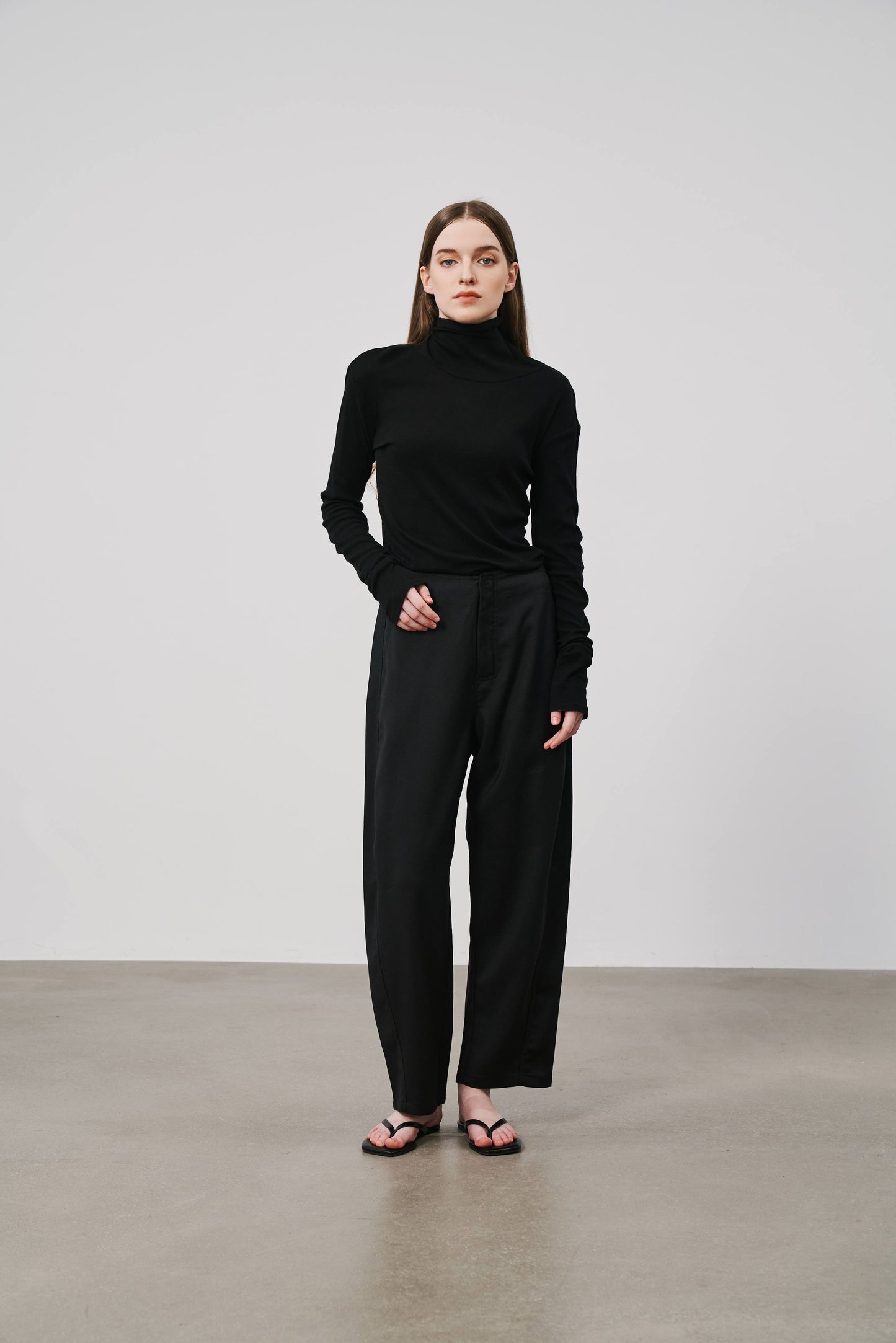 Wide Cropped Trousers | Black
