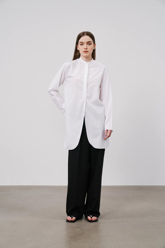 Stand Collar Shirt | White