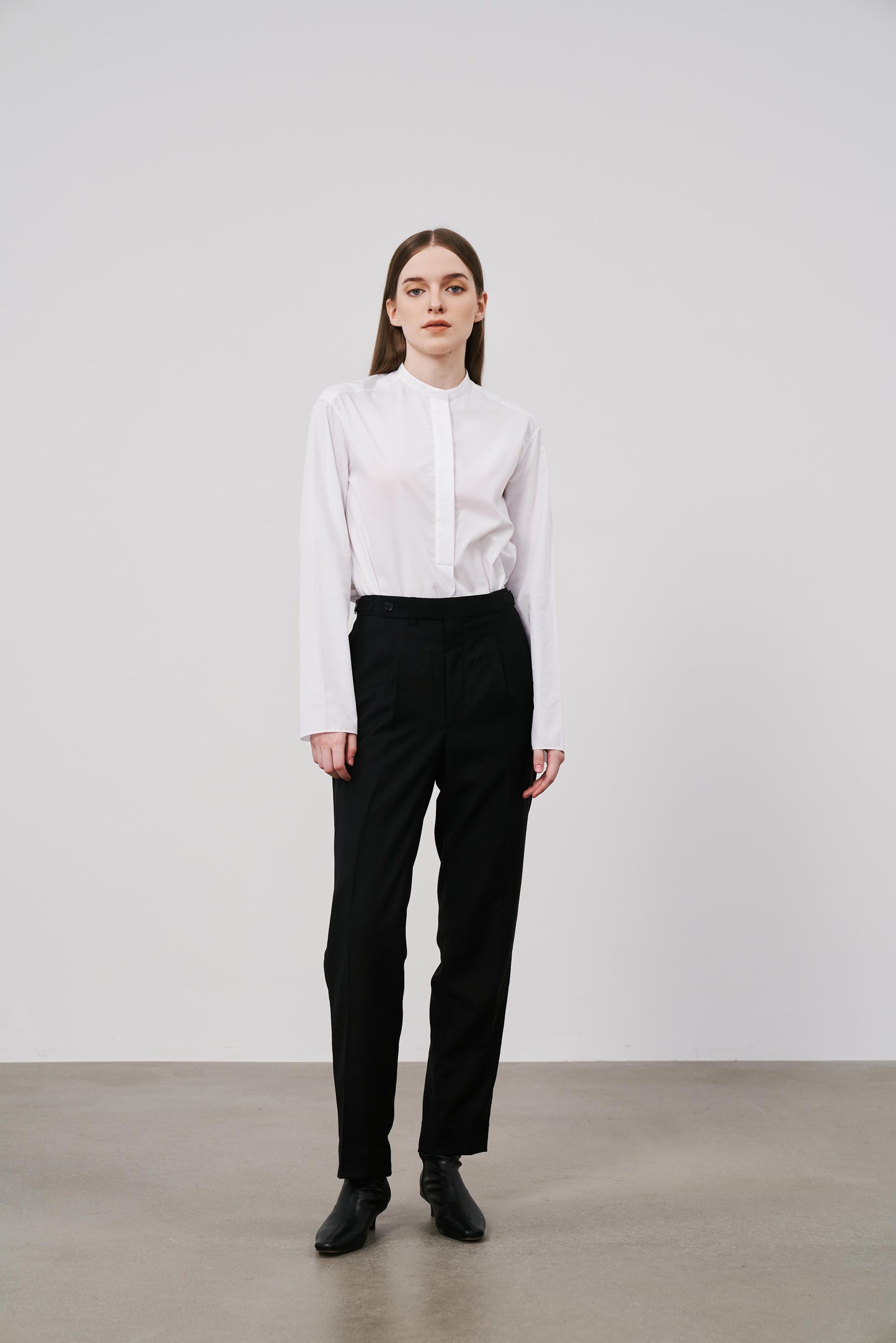 Stand Collar Shirt | White