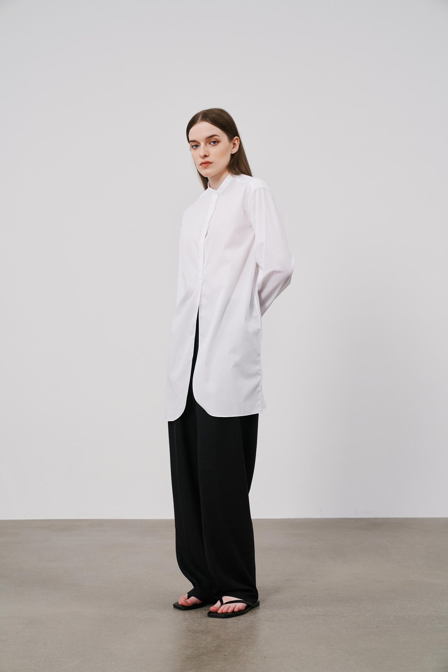 Stand Collar Shirt | White
