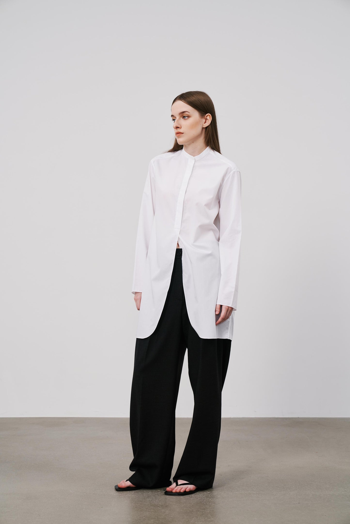 Stand Collar Shirt | White
