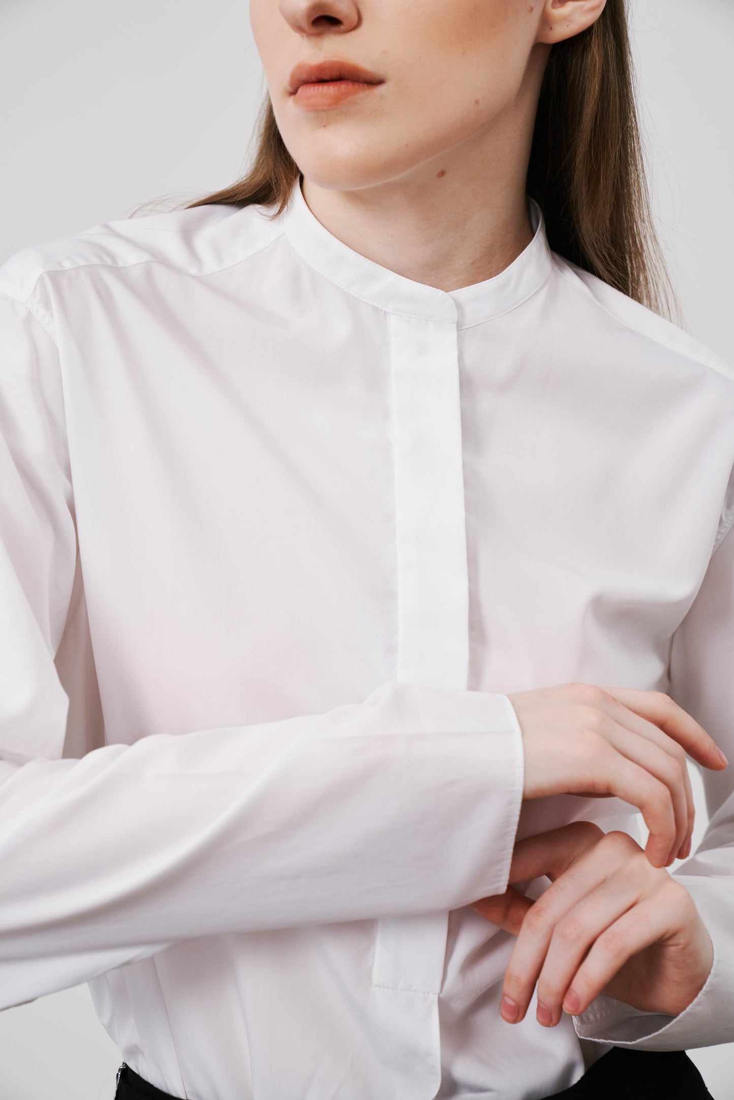 Stand Collar Shirt | White