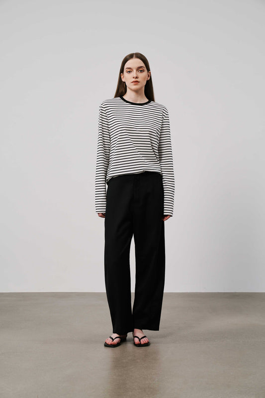 Striped Long Sleeve Top | Black